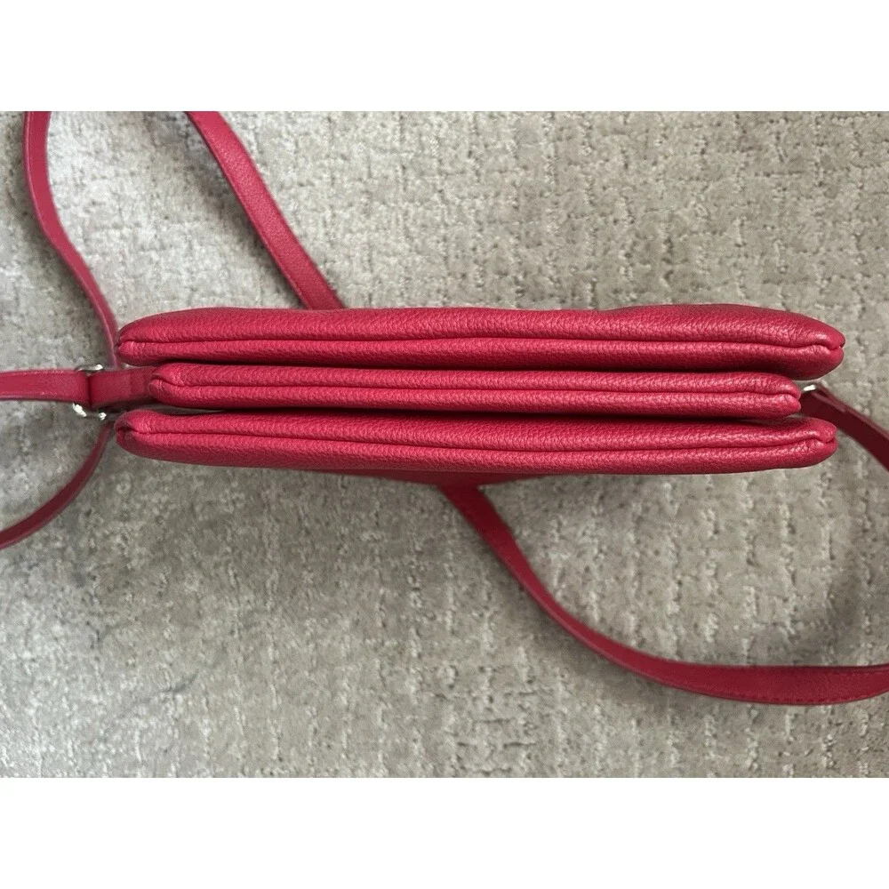 Tyler Rodan Women's Crossbody Red Handbag 3 Sections Zippers Removable Strap